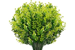 AIOR 10 Piezas Flores Artificiales Flor Falsas en Interiores y Exteriores, Arbustos Verdes Resistentes a Los Rayos UV Plantas para Colgar, para Casa Jardín Ventana Boda Decoración (Verde)