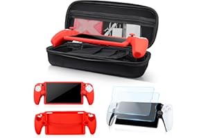 veoyya Carrying Case for PS5 Portal, 4 in 1 PS Portal Accessories with 1 Screen Protectors and Clear Protective Case, Protective Hard Shell Carrying Case, 1set Key Cap