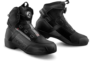 SHIMA EDGE Scarpe da moto da uomo e da donna, in pelle, ventilate, impermeabili, ATOP, Donna Ventilato Nero, 38 EU