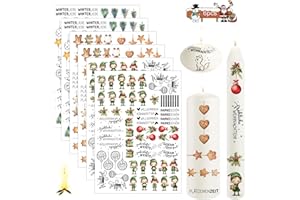 HZMJDHZM 6 Pcs Kerzen Sticker Weihnachten,Kerzenfolien Weihnachten,Kerzen Aufkleber Weihnachten,Wasserschiebefolie,Kerzenaufkleber,Kerzenfolie,Kerzen Tattoo FüR Kerzen Tasse Diy Geschenk Stil (K)