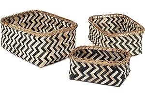 Compactor Set de 3 Cestas Zebra de Bambú Negro - RAN6434 (Tamaños: S/M/L)