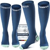 CAMBIVO Compression Socks Women and Men 2 Pairs, Compression Running Socks | Graduated knee high compression for calf and ank