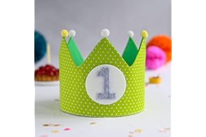 LG LITTLE GOODS Little Goods - Geburtstagskrone - wendbare - Stoffkrone - Krone Kinder Mädchen Junge - Krone inklusive austauschbarer Zahlen - Kindergeburtstag - Grün - Grün-Grau