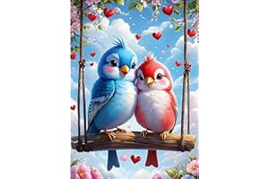 GDYEEH 5D Papageien Diamant Painting Pictures, DIY Schaukel Diamant Art Painting Kits, Liebe Vögel Diamond Painting Set for Adults Anfänger, Mosaic Making, Diamond Painting for Home Decor 30x40cm