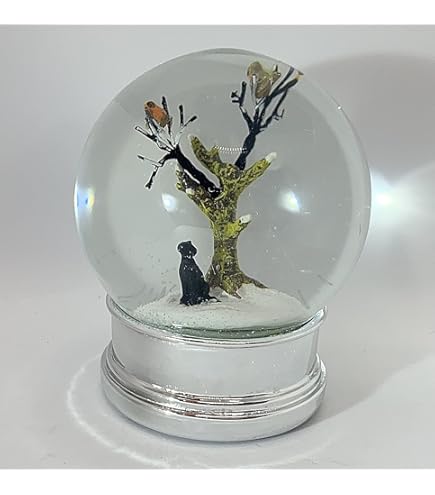 Palla Di Neve Con Pettirosso - Globo Con Nevicata E Base Effetto Legno, Altezza 13 Cm - Foto 5