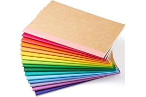 ‎FEELA feela Kraft Notizbuch A5 liniert, 16 Notizbücher Set, Notizheft mit Regenbogen Rücken in 16 verschiedenen Farben, 60 Seiten, 21x14cm, Notizblock Set geeignet für Büro & Schule, Kraftpapier, Din A5
