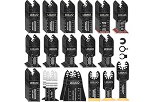 LEILUO 55 Piece Multitool Saw Blade Set Titanium and Japanese Teeth for Wood/Nails/Plastering Universal Multi-Tool Accessories with Storage Bag Compatible with DeWalt Makita Ryobi and More