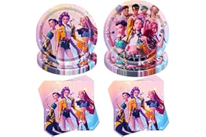 JIAHUADE 40 Stück Partygeschirr Set,Kindergeburtstag Geschirr Set,Partygeschirr Geburtstag,Mädchen Party Papier Geschirr Set,Kindergeburtstag Deko mit Teller Servietten,Party Geschirr