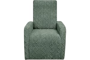 LYXFLHAN Stretch Reclining Chair Cover 360° Full Coverage - Jacquard Electric Recliner Chair Covers For Small Recliners,Covers For Recliner With Pockets, Stretch Sofa Furniture Protector For Kids Pets (Green)