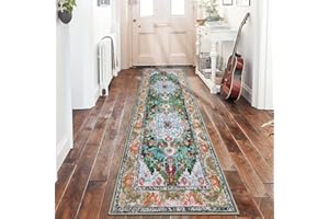SHACOS Hallway Runner Rug Non-slip 60x180 cm Narrow Hall Runner Rug Washable Entrance Runner Rug Boho Carpet Runner for Hallway Entryway Kitchen Bedroom (Green)