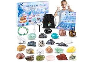 AINVLIYA Calendrier de l'Avent 2024 Enfants Pierre Precieuse 24 Jours Noël Calendrier l'Avent- Cristaux Minéraux Calendrier de l 'avent Minéraux Calendrier Bijoux Cristaux Cadeau de Noël pour Garçons et Filles