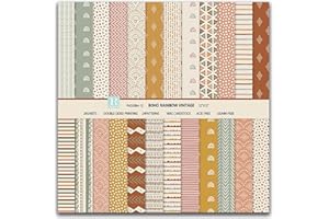 MERWDEEYT Boho Scrapbooking Sheets 12x12 Inch - 24 Double-Sided Decorative Paper Pad, Colorful Craft Supplies for Photo Albums, DIY Cards & Junk Journals