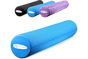 ACTIVE FOREVER Solid Floating Dot Foam Roller，Relieve Muscle Tension&Promote Circulation，High Density Massage Rollers for Back, Legs, Fitness, Yoga, Pilates-Blue（90cm*15cm）