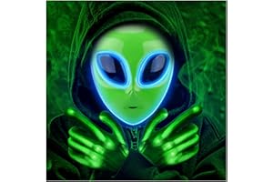 Tanganan LED Alien Mask for Adult Kids,Halloween LED Light up Mask 3 Modes Lighted Face Mask for Festival Cosplay Halloween Costume