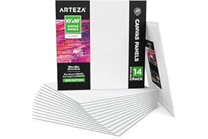 Arteza Paint Canvases for Painting, Pack of 14, 10 x 10 Inches, Square Blank Art Canvas Boards, 100% Cotton, 8 oz Gesso-Primed, Art Supplies for Adults and Teens, for Acrylic Pouring and Oil Painting