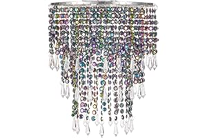 Waneway Chandelier Light Shade for Ceiling Pendant Light, Easy Fit Crystal Lamp Shade Lampshade for Bedroom, Living Room, Hallway, Wedding or Party Decoration, Diameter 22 cm, 3 Tiers, Multicolour