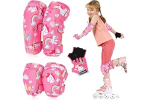 CLISPEED Rodilleras para niños, rodilleras y coderas para niños, con guantes de ciclismo, para patinaje, ciclismo, esquí, patinaje