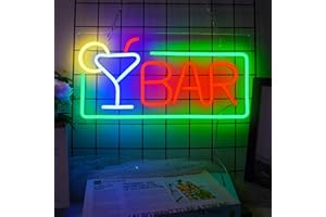 ASLANKA Bar Neon Sign, LED Neon Light Sign USB Powered Decorative Bar Open Sign for Home Bar Store Party Decor, Includes Business Hours Sign