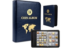 CUIDONGSHENG Album Monete da Collezione 600 Tasche,Raccoglitore Monete 2 Euro 3.5 * 3.5 cm/4.5 * 4.5 cm,Libro Porta Monete Trasparente,Coin Album 30 Pagine 25.8x20 cm