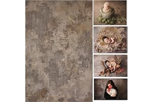 WAWBACKDROP WaW 1,5 x 2,2 m szaro-brązowe tło do studia fotograficznego w stylu vintage, shabby beton, dla noworodków, sesji zdjęciowej, składany materiał, tło do zdjęć dla dzieci, portretów, fotografii, wideo