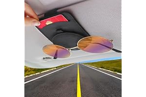 SYXLS Uchwyt na Okulary Samochodowe, Skórzany Klips do Okularów Samochodowych, Uniwersalny Uchwyt na Okulary Przeciwsłoneczne do Samochodu Klips, Samochodu Osłona Przeciwsłoneczna (Czarny)