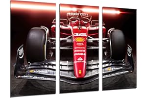 CUADROS CAMARA Cuadros Cámara Tableau moderne photographique voiture Formule 1, Ferrari SF-23 2023, Sainz, Leclerc, 97 x 62 cm, réf. 27418