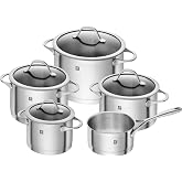 Zwilling Essence Tencere Seti, Paslanmaz &Ccedil;elik ve Cam, 5 Par&ccedil;a, G&uuml;m&uuml;ş Rengi