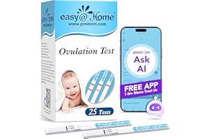 ‎EASY@HOME Easy@Home 25 Ovulationstest Kinderwunsch Fruchtbarkeitstest für Frauen Eisprung 25 mIU/ml, Zuverlässige Zyklus- und Fruchtbarkeit Überwachung mit Premom Ovulation APP, 25 LH Test