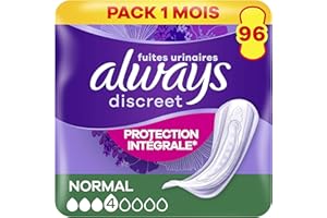Always Discreet - 96 Serviettes Incontinence pour Femme, Normal, 4 Gouttes, Fuites Urinaires Fréquentes - Format Eco - Protection Intégrale et Discrète, Serviette Compatible Post accouchement