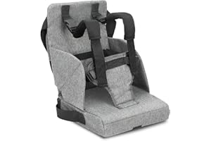 ALLONWAY Seduta rialzata per bambini, seduta rialzata con spallacci e schienali, cuscino per bambini, lavabile, portatile, rialzo per i viaggi (grigio)