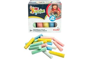 Simba Pack 20 tizas gruesas para exterior, colores surtidos (azul, rojo, verde, blanco, amarillo), lavables, caja 2,5x10,5 cm, desde 3 años (106336210)