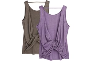 icyzone Damskie podkoszulki sportowe z odkrytymi plecami i wysokim dekoltem