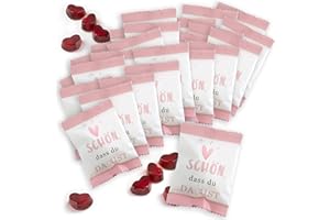 ‎WEDDINGTREE FOOD crew Fruchtgummi Herzen „Schön, dass du da bist“ 25 x 10 g - Herz Gummibärchen - Süssigkeiten - Gastgeschenk Hochzeit