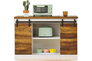Mevsim Store Magazzino Armadio Buffet, Armadio da Cucina Server con Ante Scorrevoli Farmhouse, Credenza Consolle per Sala da Pranzo Soggiorno Corridoio Ingresso - 39,5x105x70