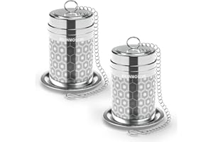 Reinmoson Infusore per tisane acciaio inox – 5 × 7,1 cm infusore tè a maglia extra fine, filtro tè infusione, colino filtro per tisane, confezione da 2