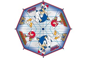 Sonic bubbelparaply - manuell öppning - blå färg - tryckt med Sonic och vänner - tillverkad av 100% POE med glasfiberstruktur