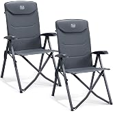 TIMBER RIDGE Folding Camping Chairs for Adults Set of 2 Adjustable Heavy Duty Outdoor 4 Position High Back Garden Chair Overs
