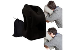 Heromask BetterSleep: Nadmuchiwana poduszka podróżna do spania do przodu, dla Twojego komfortu w dowolnym miejscu, idealna poduszka podróżna z podparciem szyi podczas długich lotów i podróży (czarna)