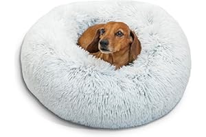 Best Friends by Sheri The Original Calming Donut Cat and Dog Bed in Shag Fur Frost, Small 23x23