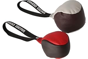 DINGO GEAR WWW.DINGOGEAR.COM 1977 Dingo Gear S10034 - Giocattolo per cani Soft Ball con manico in vera pelle cicatriziale, 2 pezzi: 8 cm + 11 cm