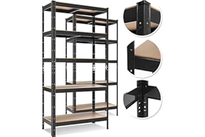 MASKO® Lot de 2 étagères de Stockage pour Charges Lourdes, étagère de Cave, Charge maximale 875 kg, enfichable, étagère d'atelier, Garage, 2x 180x90x40cm