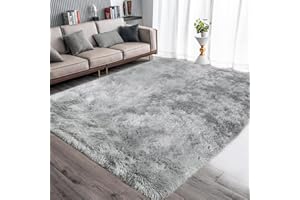 Calore Tappeto Salotto, Peloso Tappeti Moderni Soggiorno, Moderno Tappeto Camera da Letto, Shaggy Tappeti Morbido e Soffice per la Camera (grigio bianco, 120 x 160 cm)