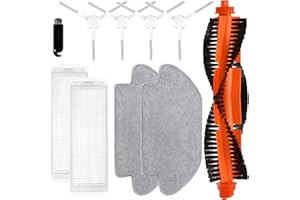 FUKMORY 10 Piezas Accesorios de Repuesto Compatible con Xiaomi Mi Robot Vacuum-Mop 2S / Mop P/Mop Pro / S12/ STYJ02YM / XMSTJQR2S,1 Cepillo Principal 4 Cepillos Laterales,2 Filtros,2 Toallitas,1 Herramienta