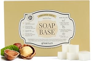 GREENUM GIFTS OF NATURE Base per sapone al burro di karitè BIOLOGICO per colata di sapone, sapone alla glicerina, sapone grezzo per colata, SENZA SLS + SENZA SLES, 100% vegano, 900 grammi