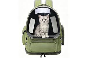 Cat Backpack Carrier, Breathable Cat Bubble Backpack, Airline Approved Pet Travel Carrier, for Hiking Camping Outdoor, for Cats and Small Dogs (Green)