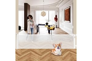 BECROWM 400cm/158 Inch Extra Wide Retractable Baby Gate for Large Openings, Safety Baby Gate for Doorways, Extra Long Dog Gates for Indoor, Outdoor, Child Gates for Wide Openings (400cm White)