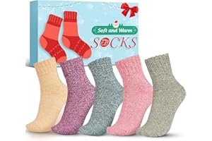 URECOVER Mum Christmas Gifts for Women Present: 5 Packs Thick Winter Warm Womens Ladies Socks 4-7, Grandma Auntie Nanny Sister Presents for Mummy Wife Birthday Xmas Stocking Fillers Secret Santa Gift Ideas