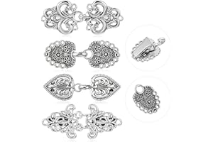 Dimeho Vintage Pullover Swirl Clip 4 Stück Pullover Clips Umhang Clips für Kleid Retro Cardigan Clip Cape Pullover Cardigan Schal Clips Schal Kragen Verschluss Kleid Hemd Brosche Schal Clip (Silber)