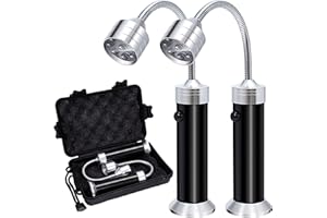 JESUSTREE Luz de Parrilla, 2 Unidades Barbacoa Llevó LáMpara de Luz LED Magnética, 360 Grados Rotación, Ajustable, Flexible Cuello para Iluminar Exteriores, BBQ, Camping, Fiesta, Leer, Taller(Negro)