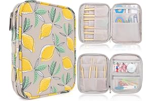 Aeelike Aelike Circular Knitting Needle Case - Double Layer Zipper Storage Case for Circular Needles & DPNs, Travel Circular Knitting Needle Storage Organiser Holder